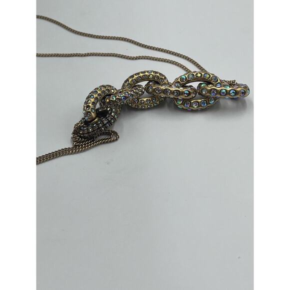 J. Crew Pave AB Rhinestone Crystal Oval Link Double Strand Necklace - Picture 12 of 14